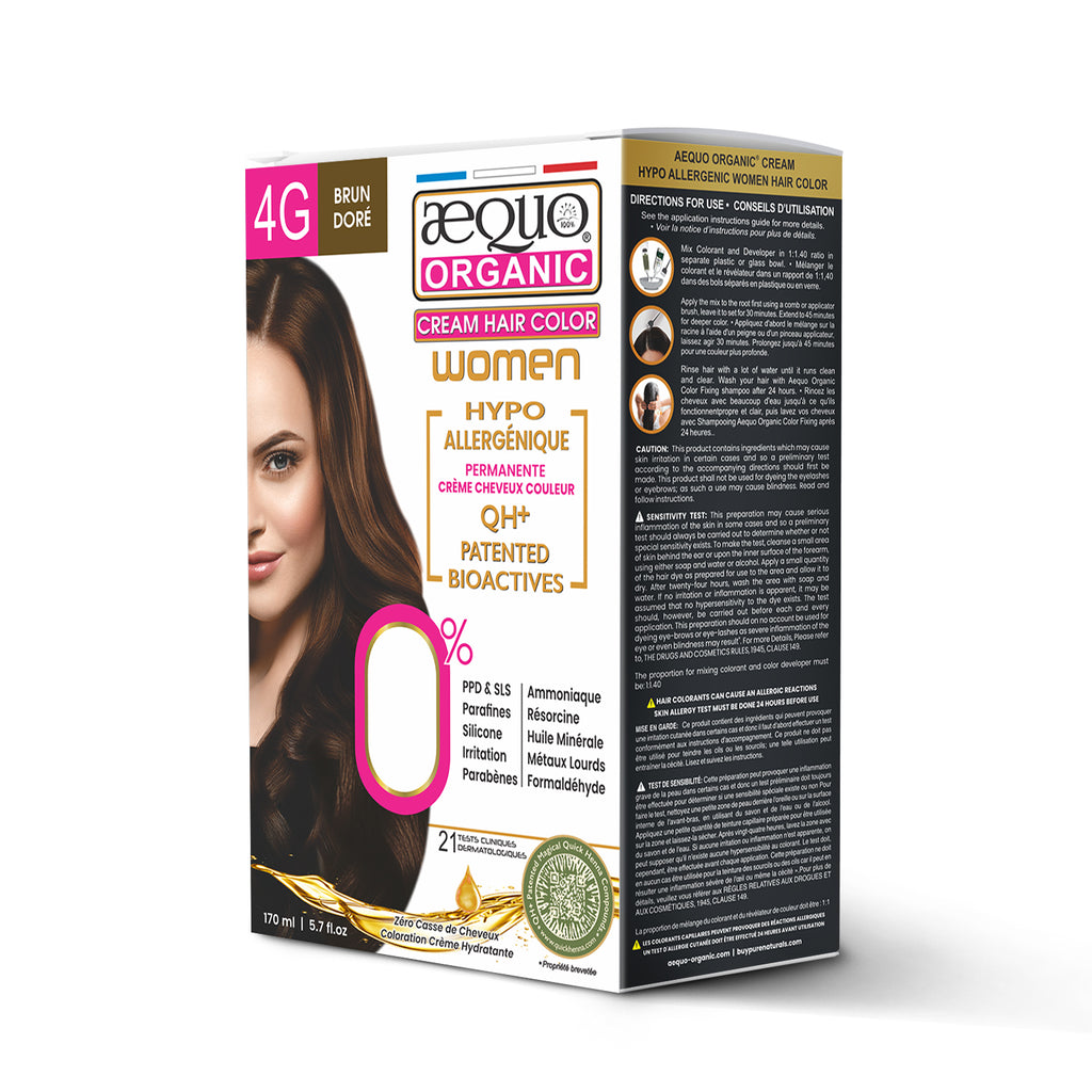 Aequo Organic Cream Hair Colour for Women- 170ml- 4G Golden Brown