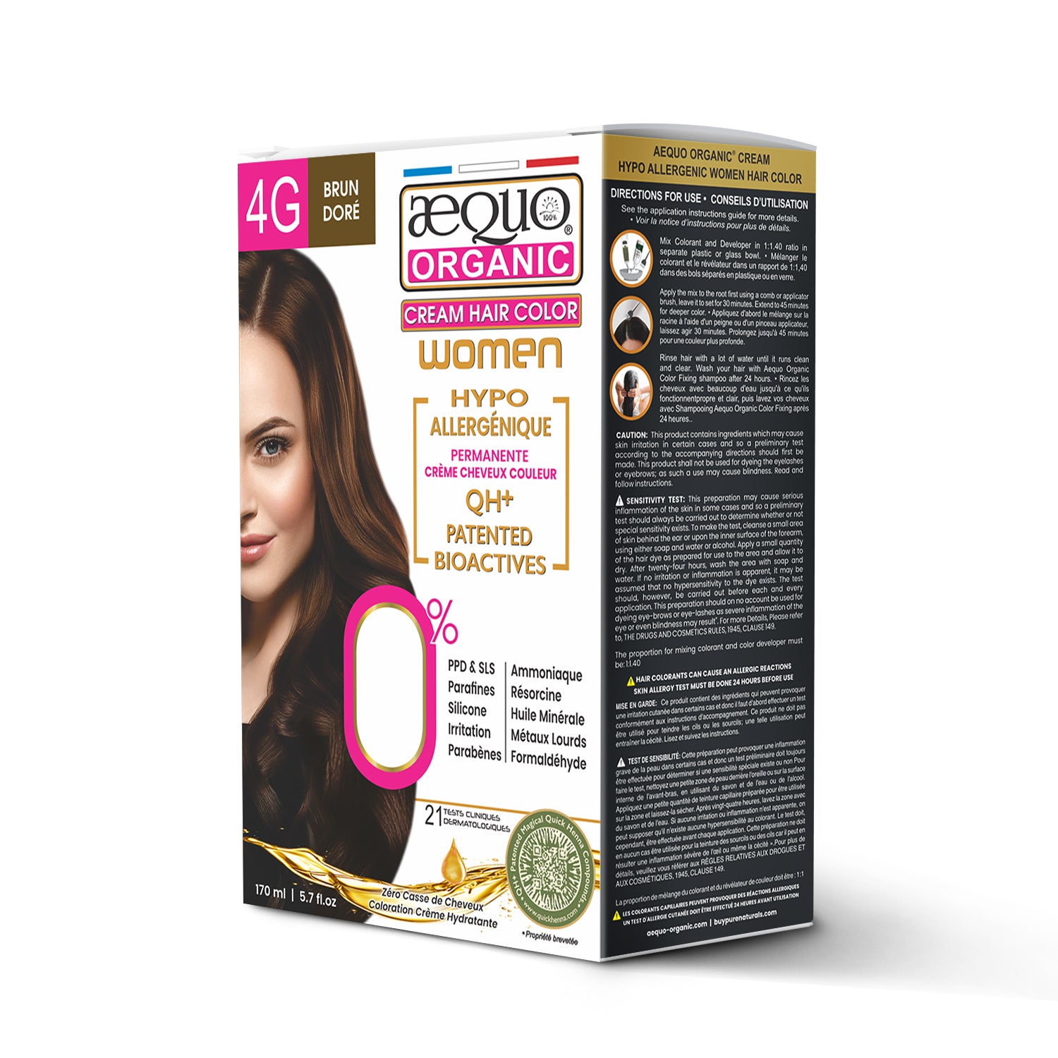 Aequo Organic Cream Hair Colour for Women- 170ml- 4G Golden Brown