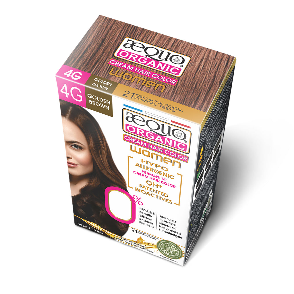 Aequo Organic Cream Hair Colour for Women- 170ml- 4G Golden Brown