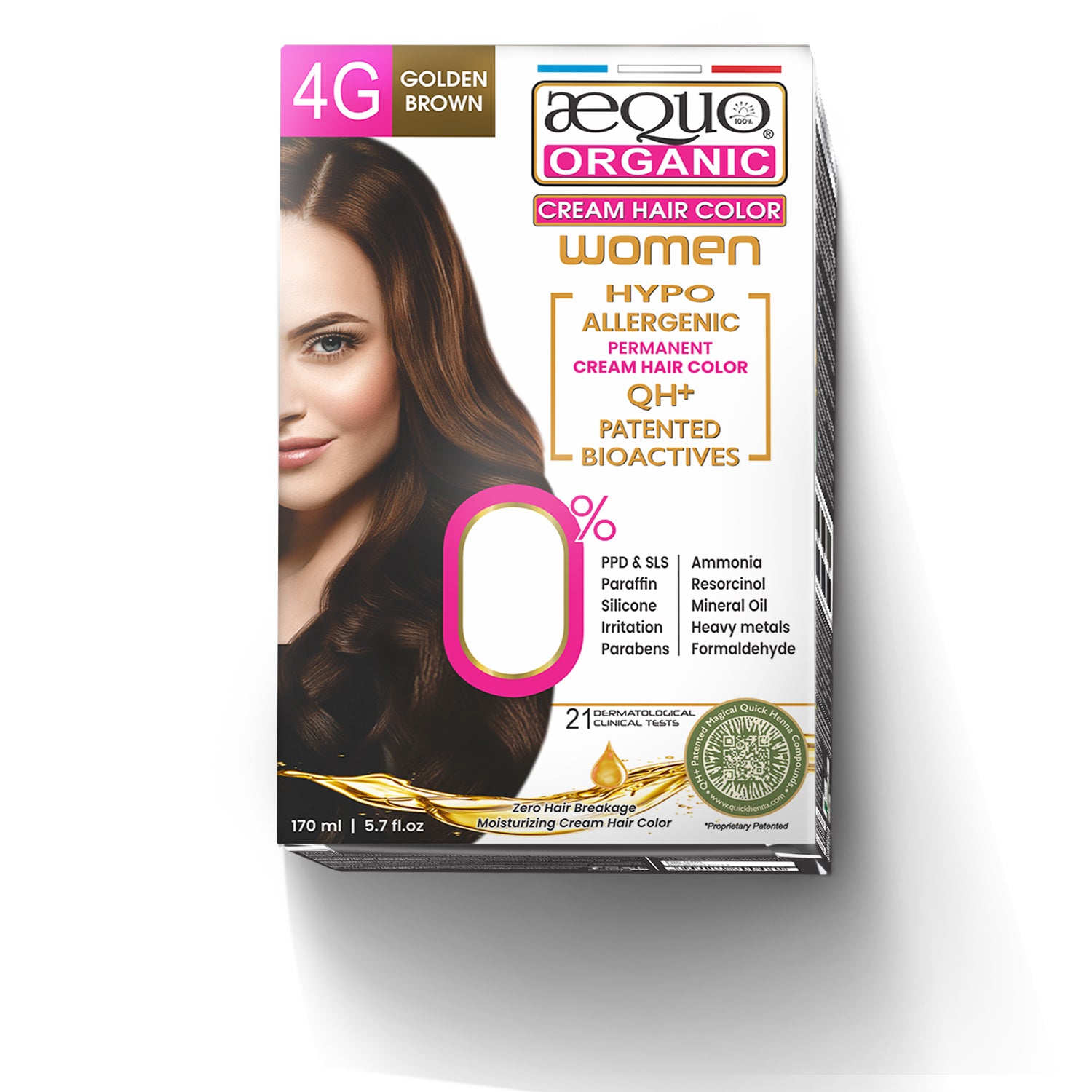 Aequo Organic Cream Hair Colour for Women- 170ml- 4G Golden Brown