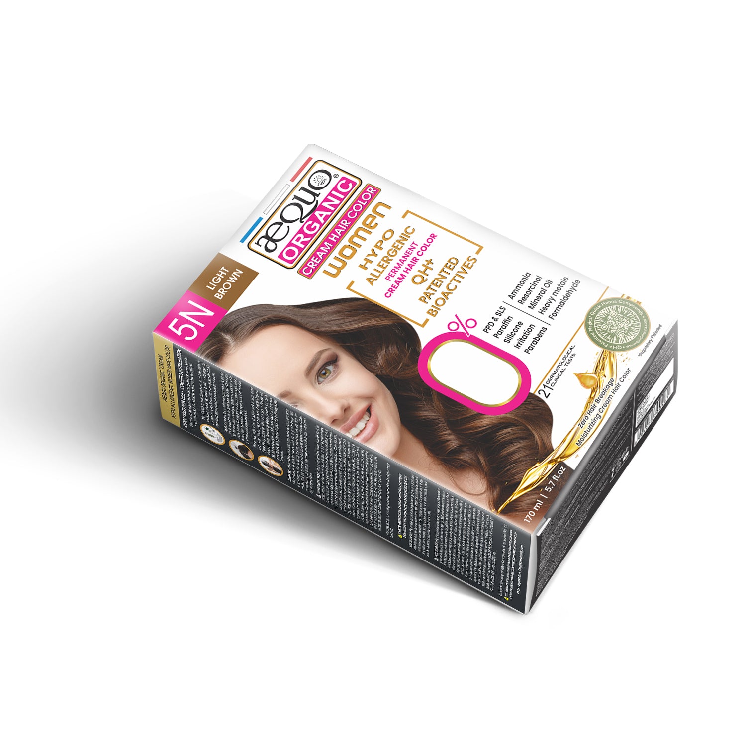 Aequo Organic Cream Hair Colour for Women- 170ml- 5N Light Brown