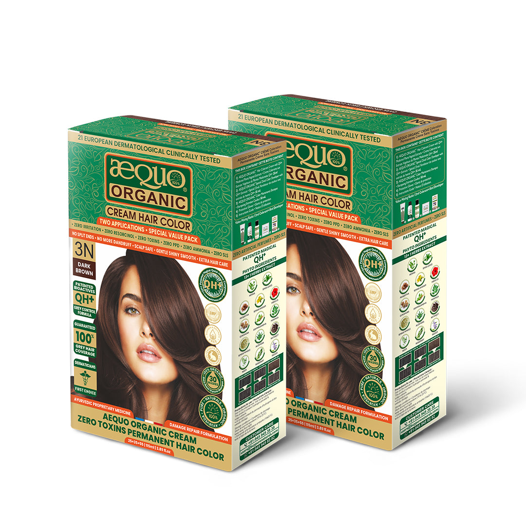 Aequo Organic Cream Hair Color Value Pack- 115ml- 3N Dark Brown