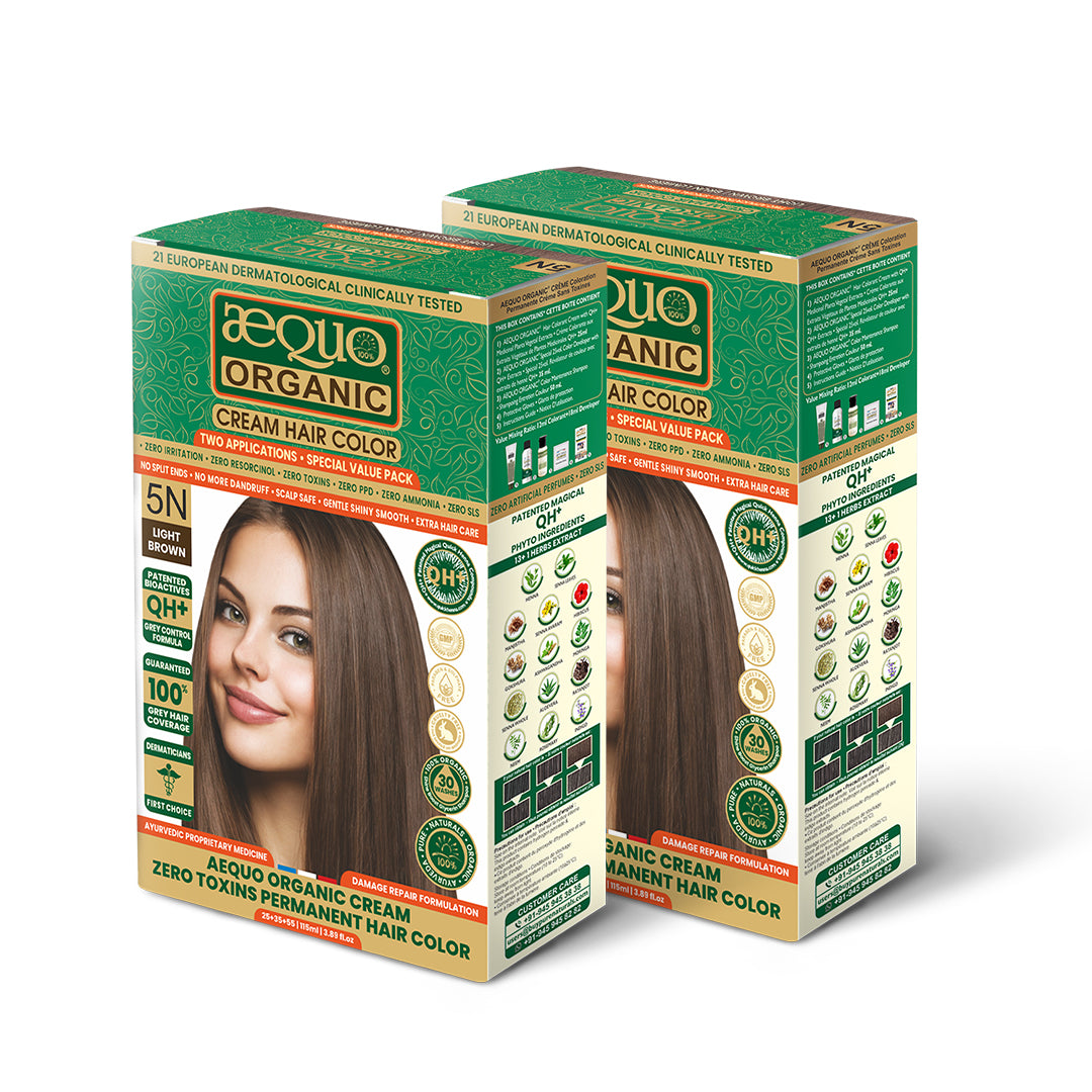 Aequo Organic Cream Hair Color Value Pack- 115ml- 5N Light Brown