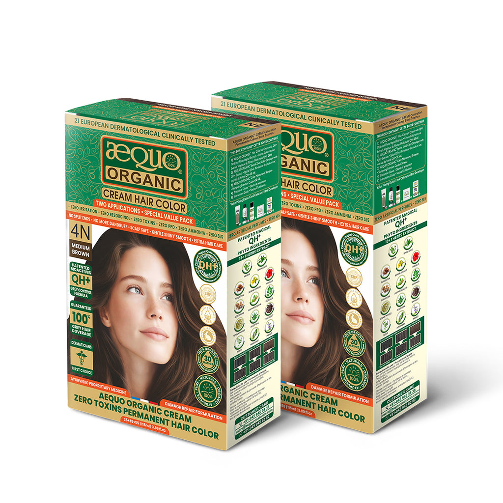 Aequo Organic Cream Hair Color Value Pack- 115ml- 4N Medium Brown