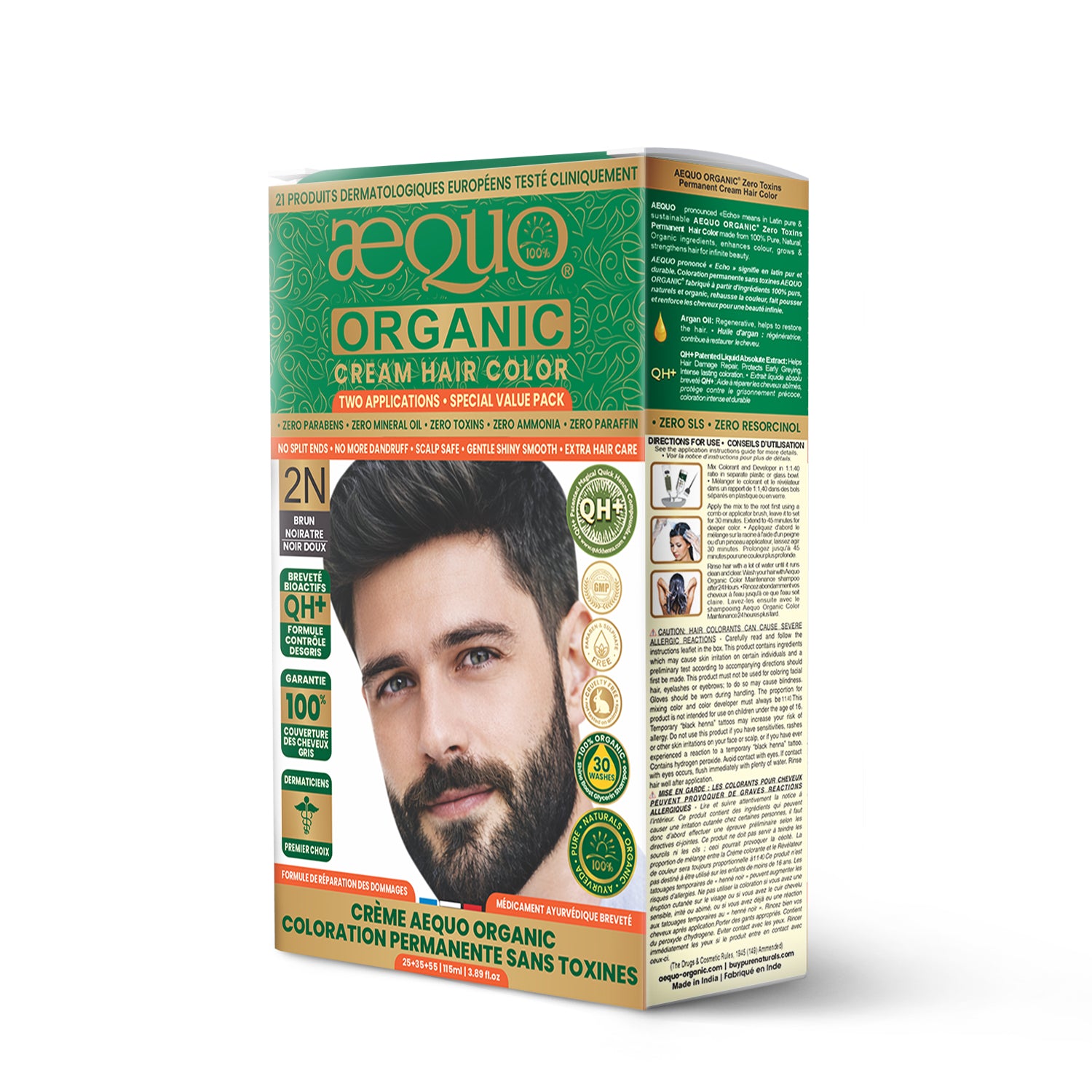 Aequo Organic Cream Hair Color Value Pack- 115ml- 2N Soft Black