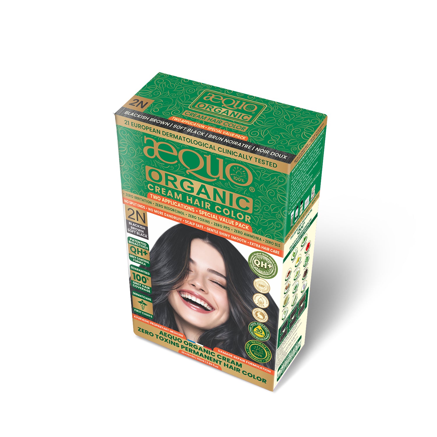 Aequo Organic Cream Hair Color Value Pack- 115ml- 2N Soft Black