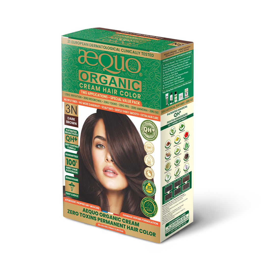 Aequo Organic Cream Hair Color Value Pack- 115ml- 3N Dark Brown