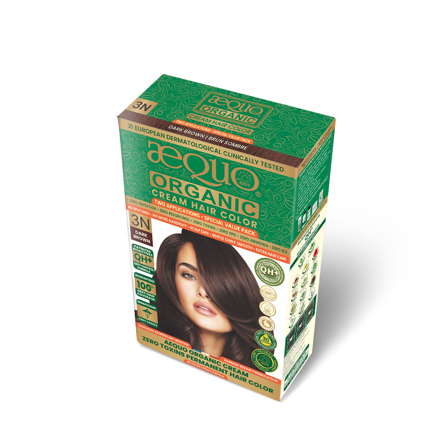 Aequo Organic Cream Hair Color Value Pack- 115ml- 3N Dark Brown