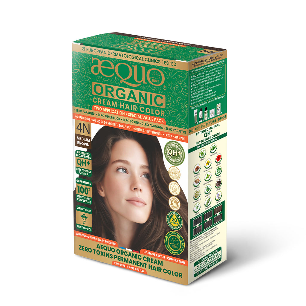 Aequo Organic Cream Hair Color Value Pack- 115ml- 4N Medium Brown