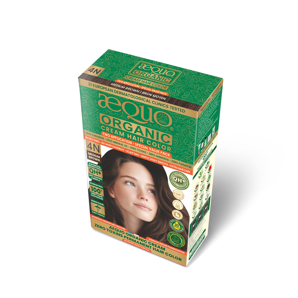 Aequo Organic Cream Hair Color Value Pack- 115ml- 4N Medium Brown