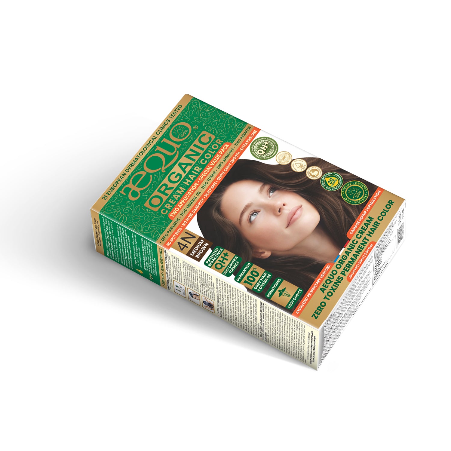 Aequo Organic Cream Hair Color Value Pack- 115ml- 4N Medium Brown