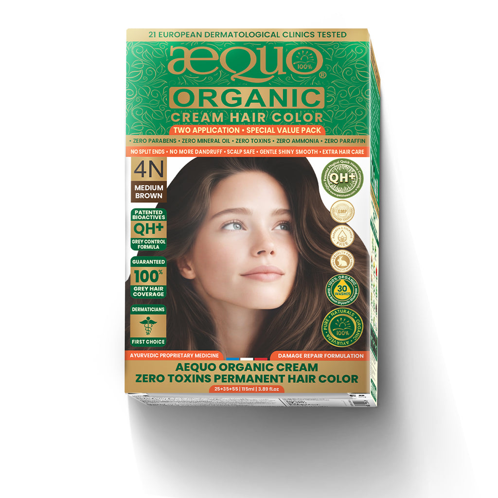 Aequo Organic Cream Hair Color Value Pack- 115ml- 4N Medium Brown