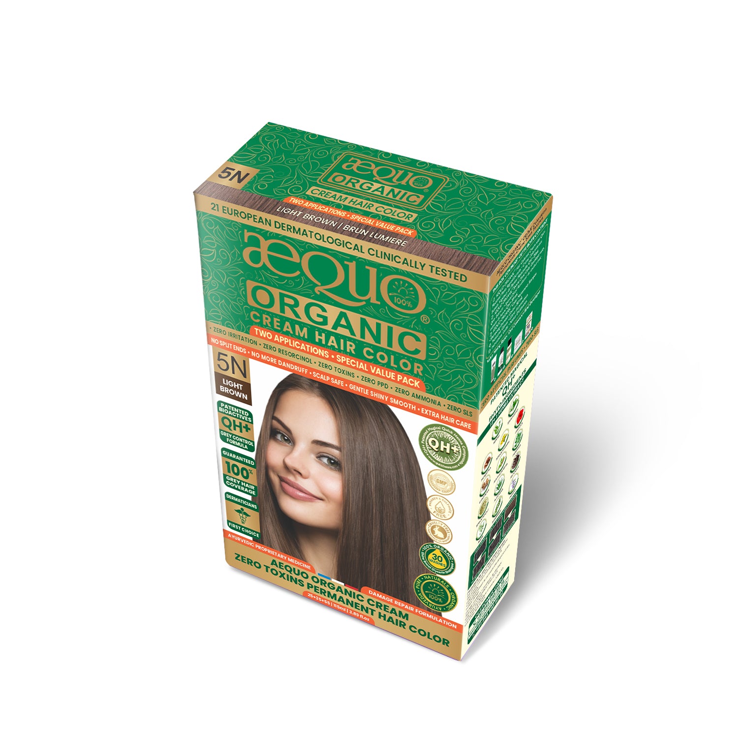 Aequo Organic Cream Hair Color Value Pack- 115ml- 5N Light Brown