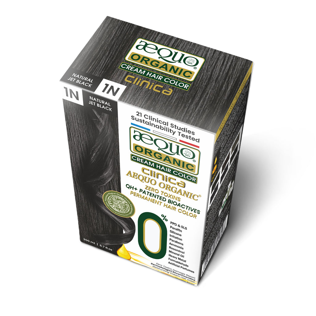 QH+ Aequo Organic Zero Toxins Cream Hair Colour- 200ml- 1N Jet Black