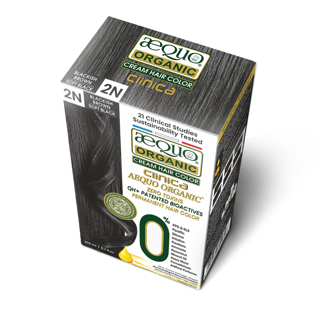QH+ Aequo Organic Cream Hair Colour- 200ml- 2N Soft Black