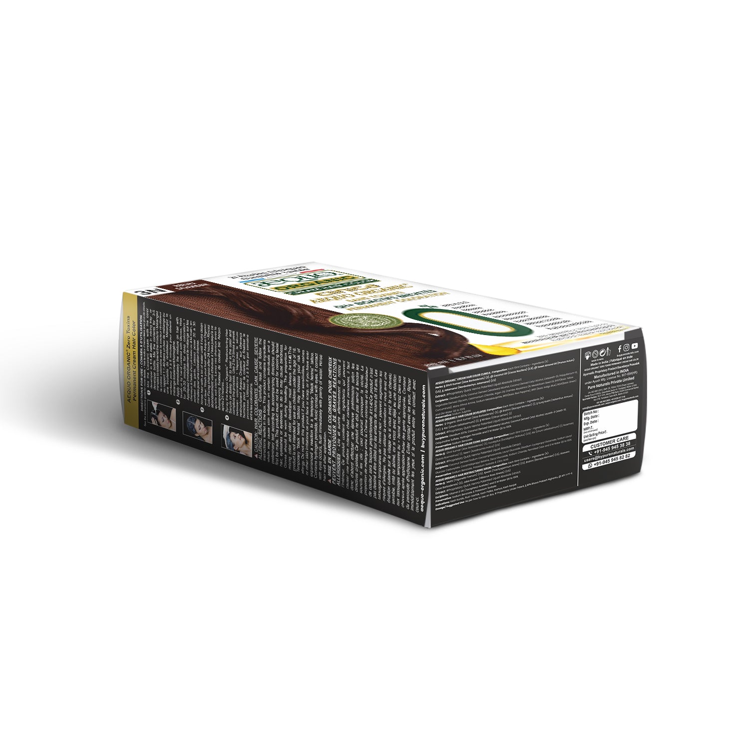 QH+ Aequo Organic Zero Toxins Cream Hair Colour- 200ml- 3N Dark Brown