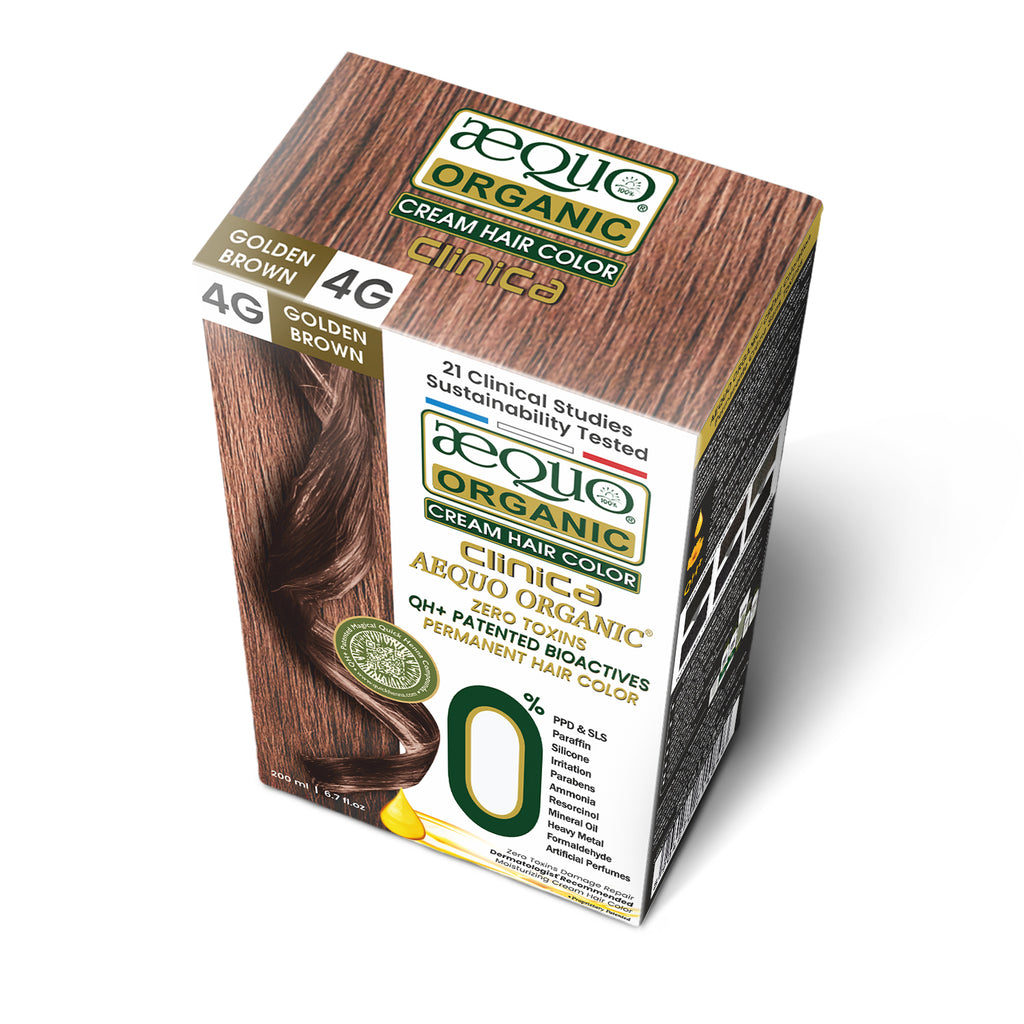 QH+ Aequo Organic Zero Toxins Cream Hair Colour- 200ml- 4G Golden Brown