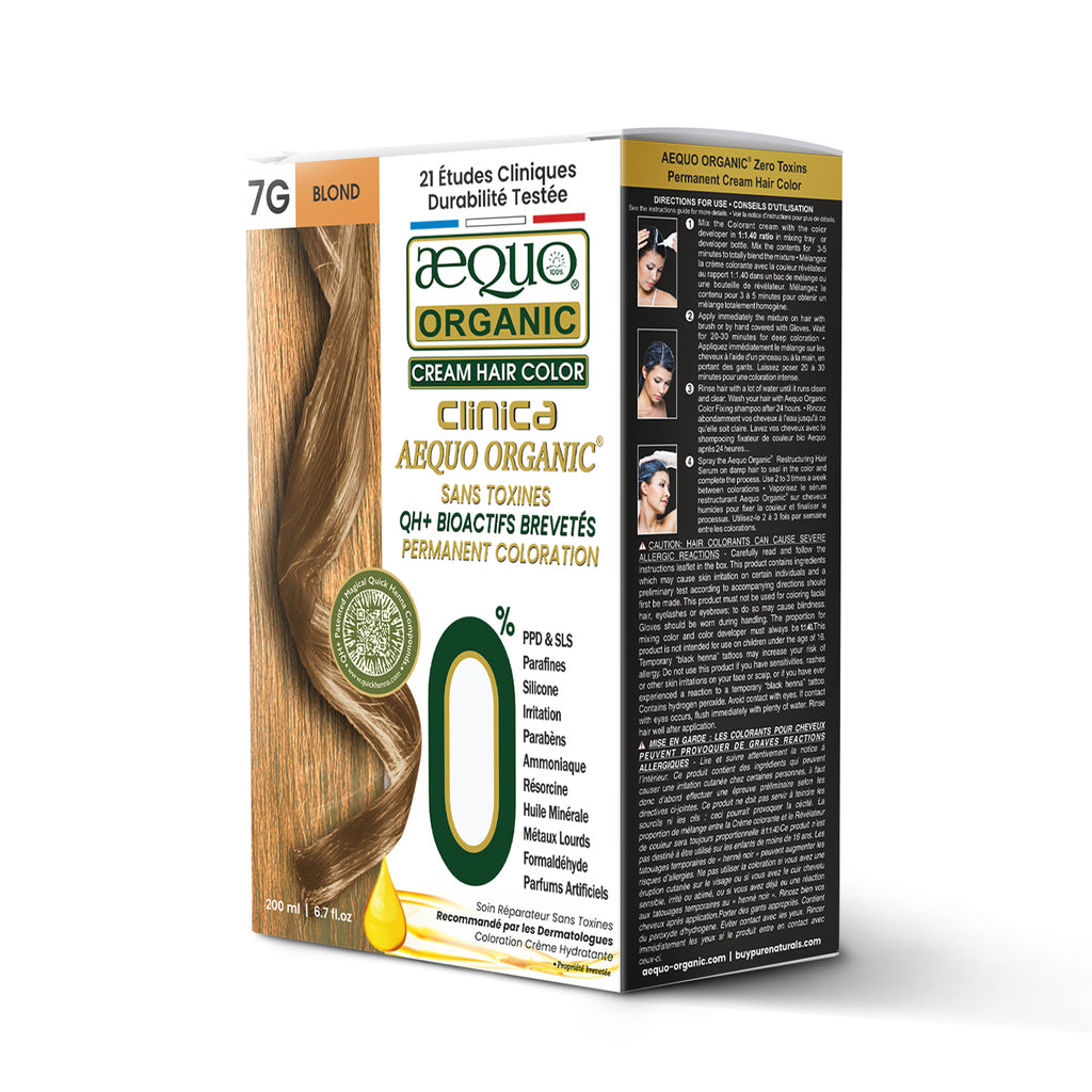 QH+ Aequo Organic Zero Toxins Cream Hair Colour- 200ml- 7G Blonde