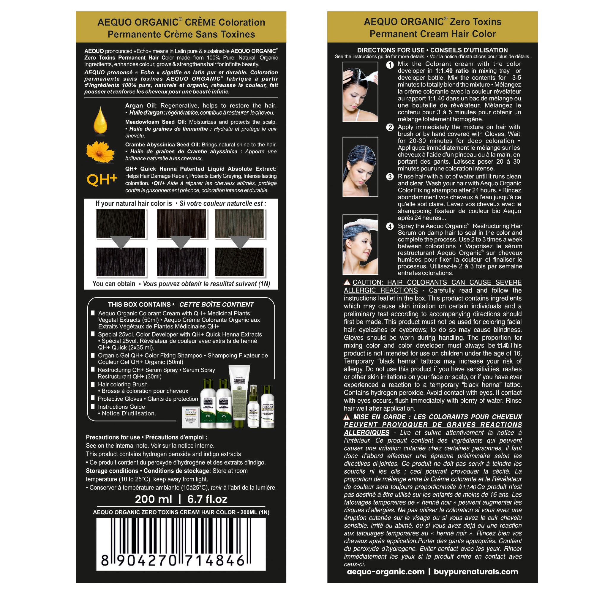 Aequo Organic Zero Toxins Clinica Cream Hair Color (200ml)