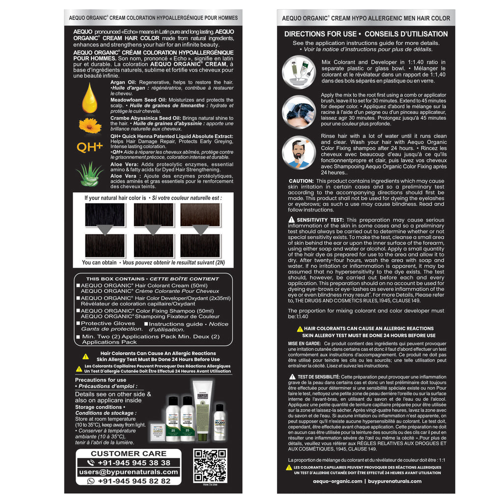 Aequo Organic Cream  Hair Colour for Men ( 170ml)