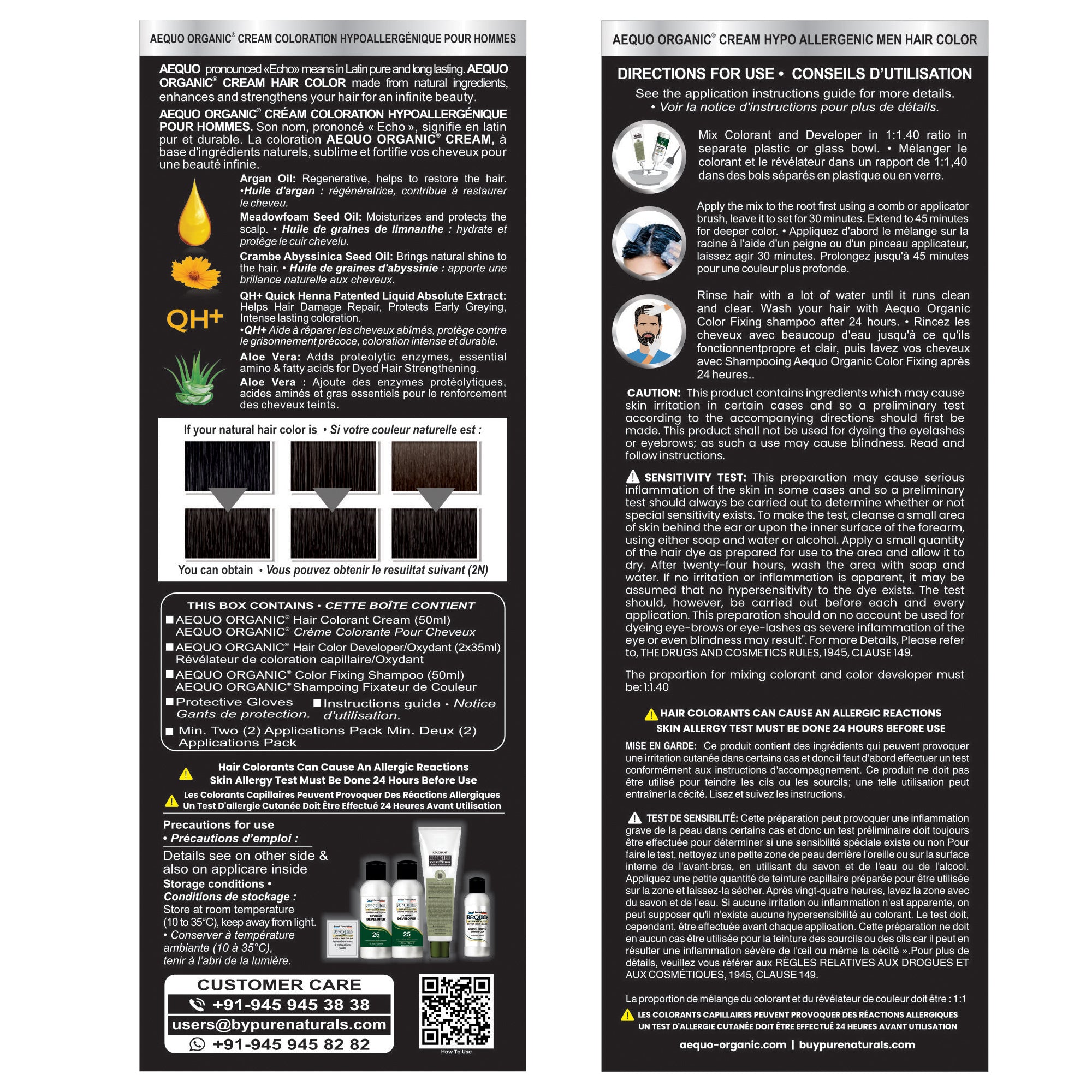 Aequo Organic Cream Hair Colour for Men- 170ml- 2N Soft Black