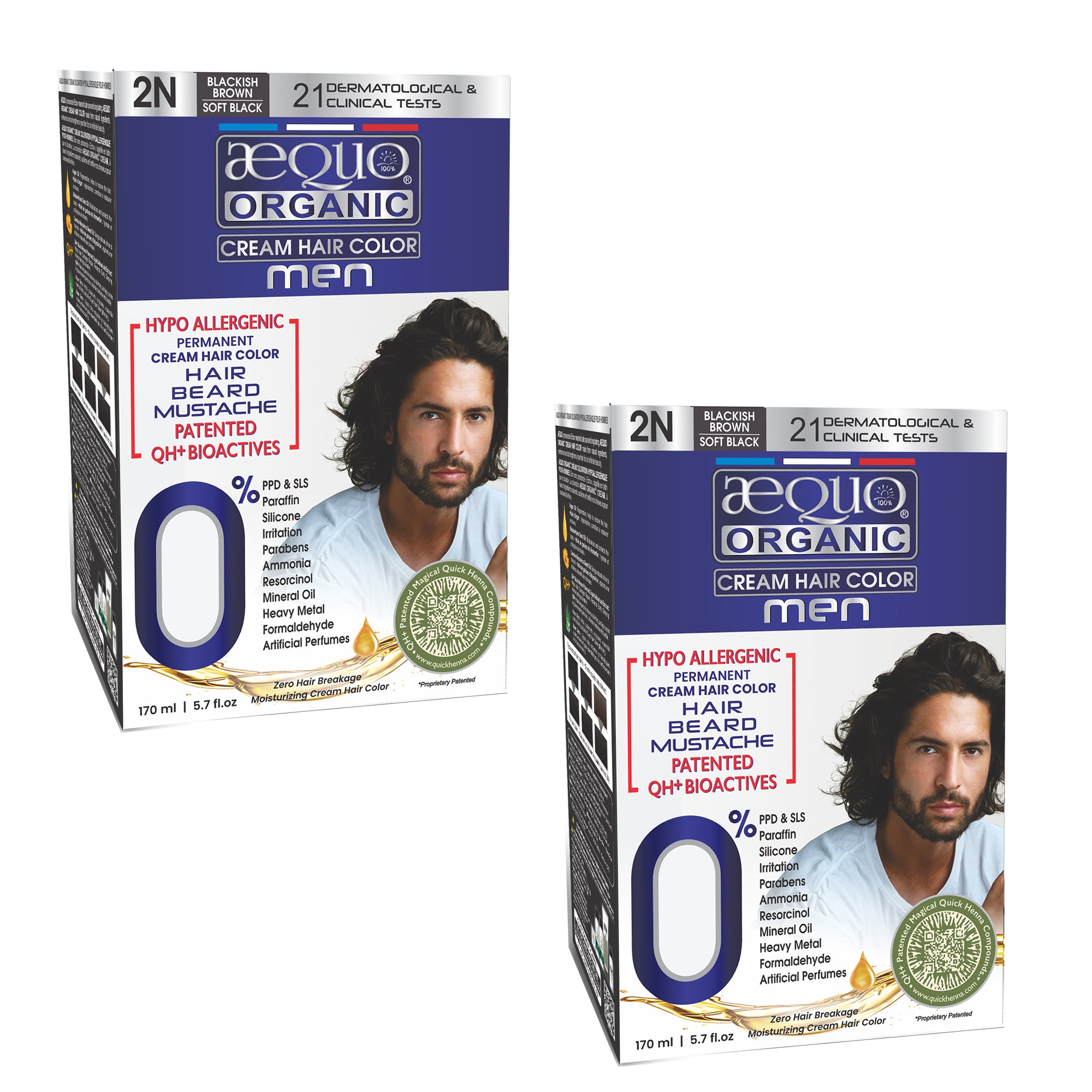 Aequo Organic Cream Hair Colour for Men- 170ml- 2N Soft Black