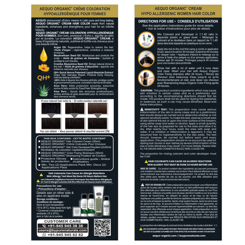 Aequo Organic Cream Hair Color for Women- 170ml- 2N Soft Black