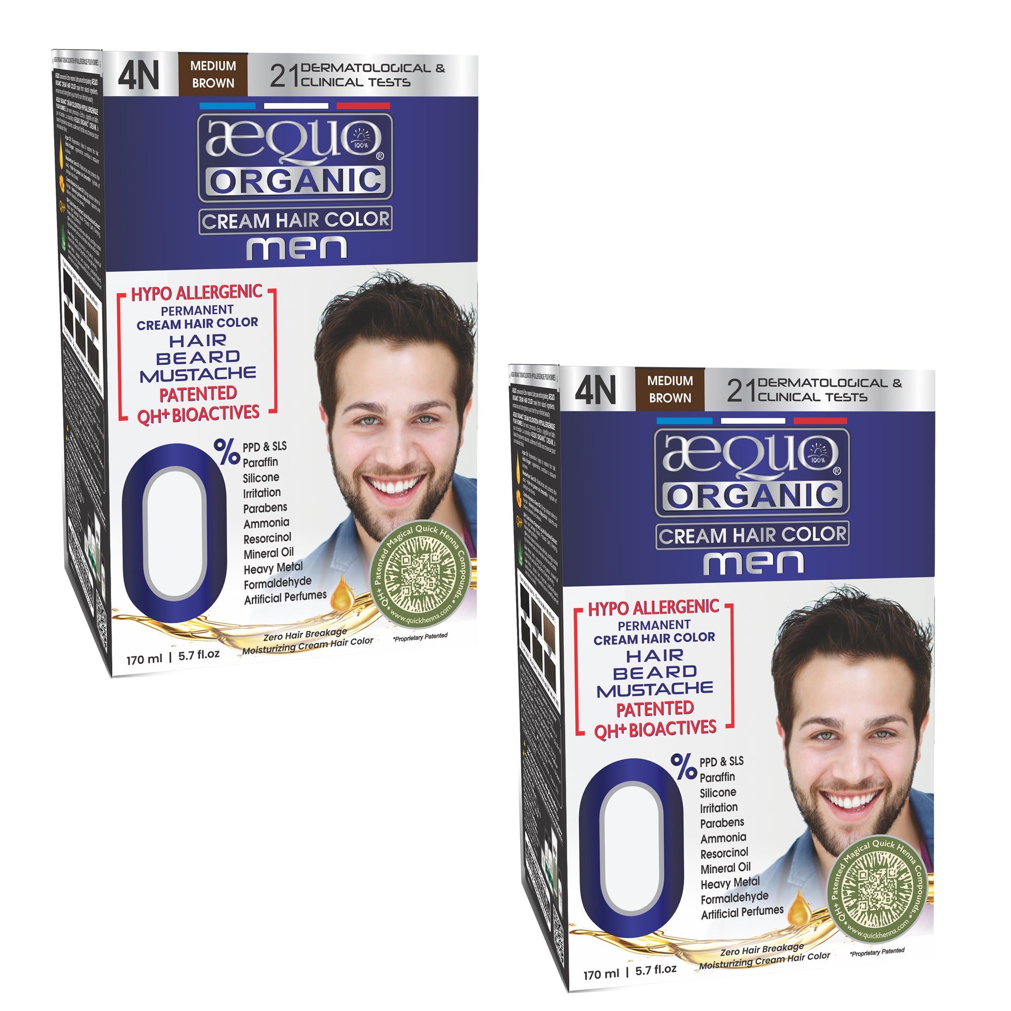 Aequo Organic Cream Hair Colour for Men- 170ml- 4N Medium Brown