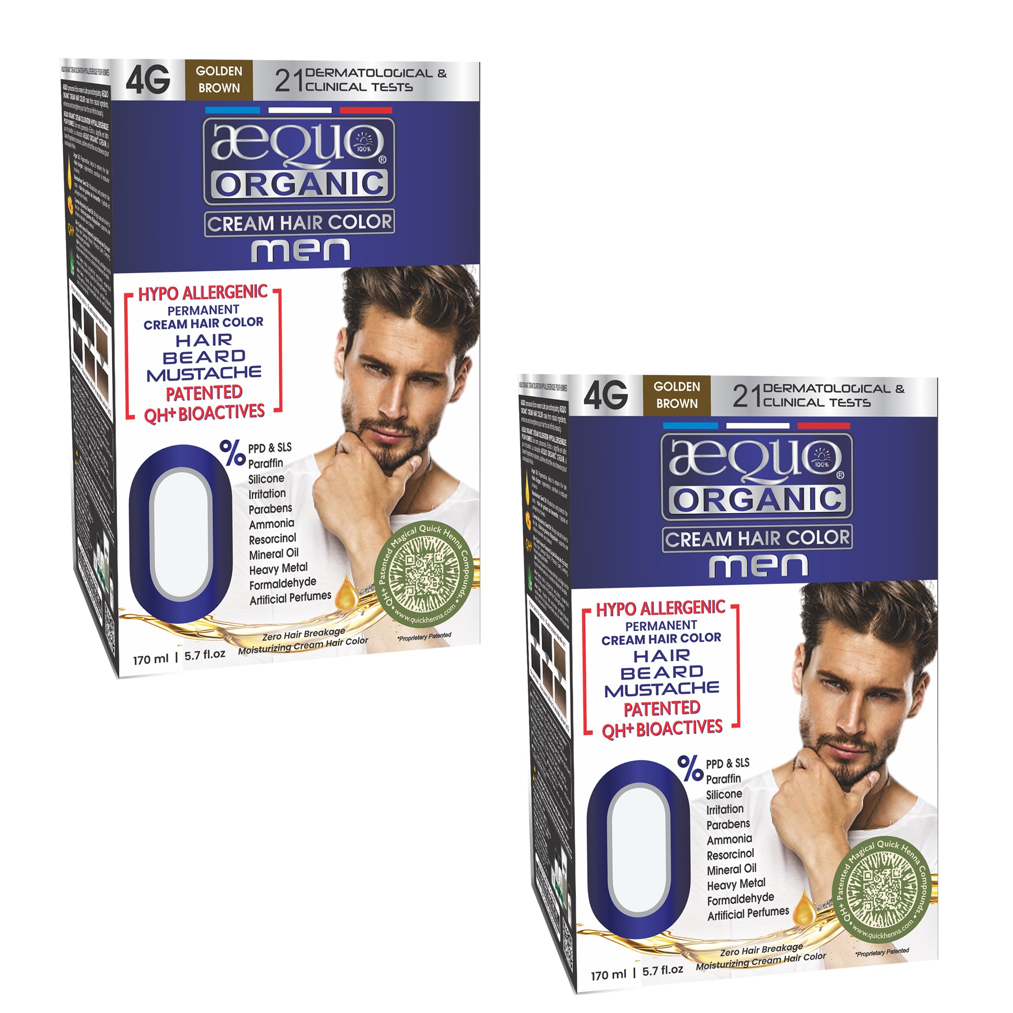 Aequo Organic Cream Hair Colour for Men- 170ml - 4G Golden Brown