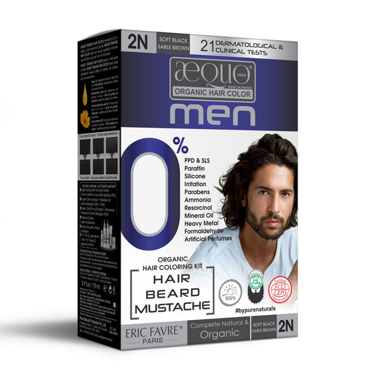 Aequo Organic 2N Soft Black Organic Hair Beard Mustache Color 170ml for Men