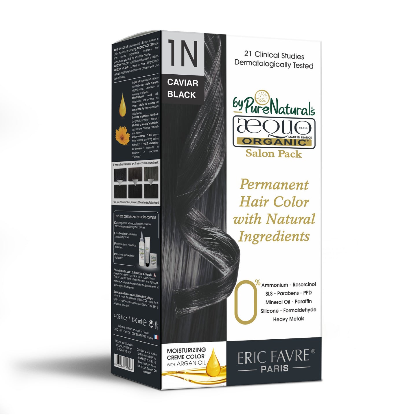 Aequo Organic Damage Free Cream Hair Color Salon Pack 1N Caviar Jet Black 120ml