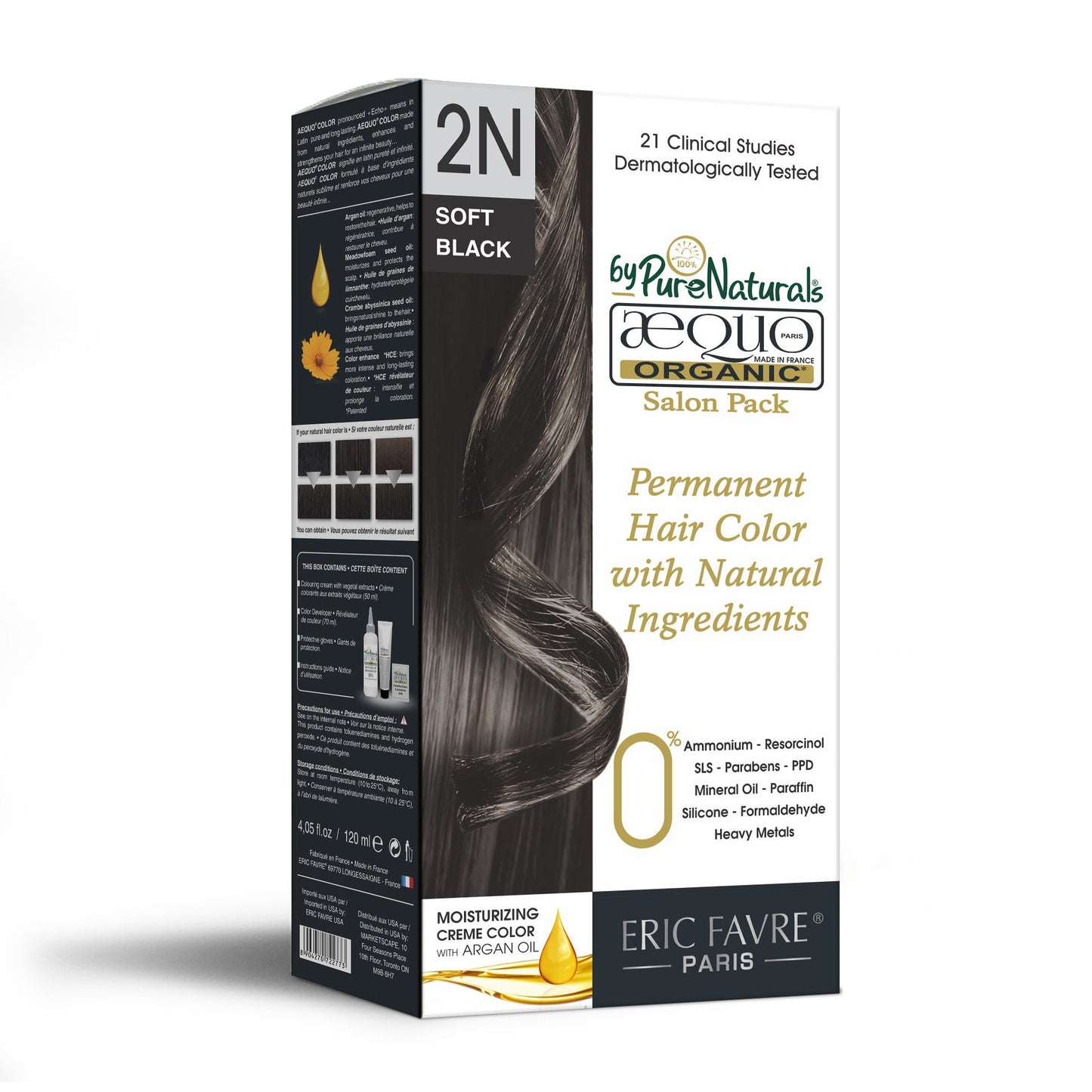 Aequo Organic Salon Pack 2N Soft Black Permanent Organic Hair Color 120ml Unisex