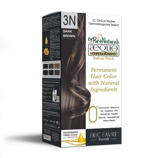 Aequo Organic Salon Pack 3N Dark Brown Permanent Organic Hair Color 120ml Unisex