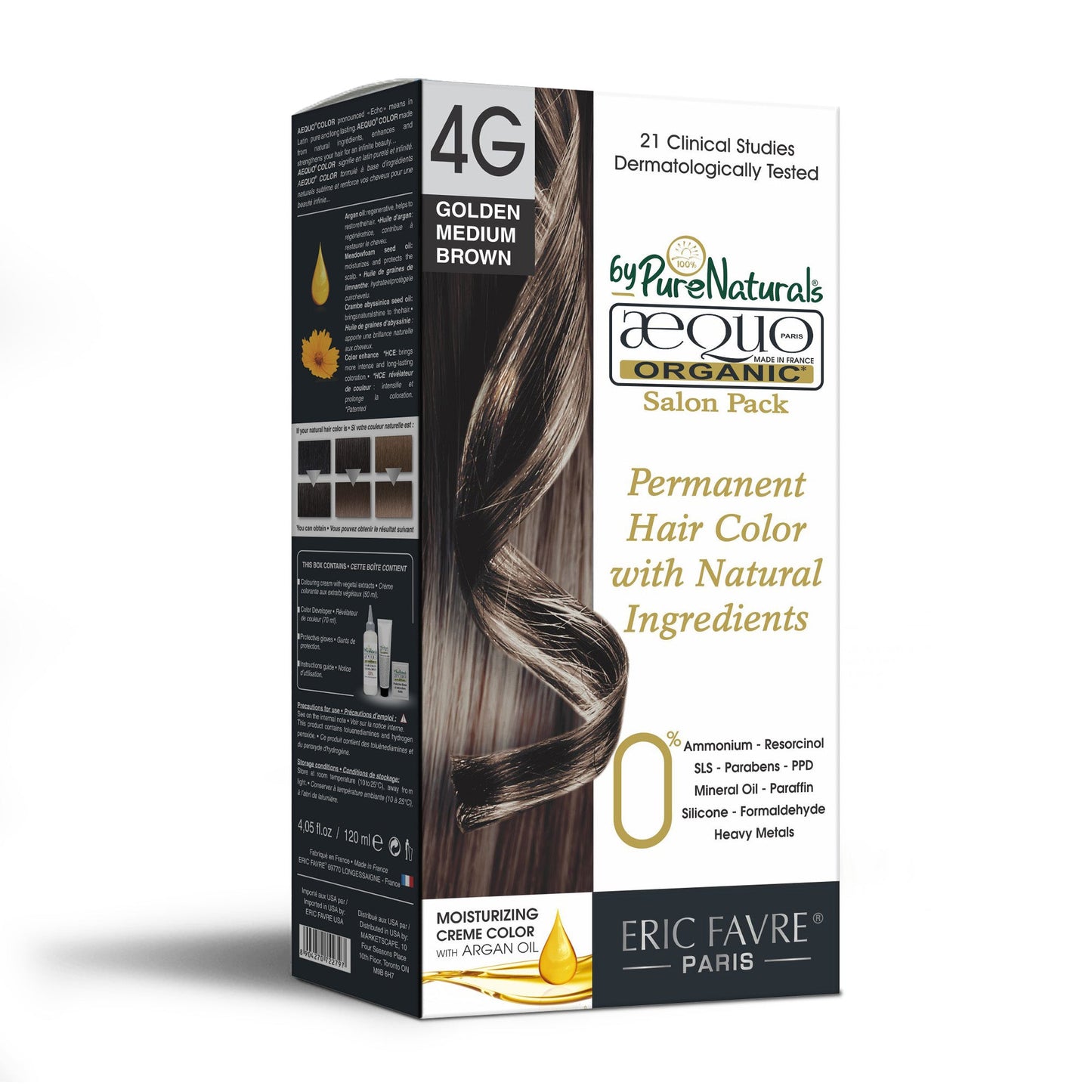 Aequo Organic Salon Pack 4G Golden Brown Free Permanent Organic Hair Color 120ml Unisex