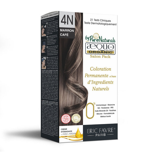 Aequo Organic Salon Pack 4N Medium Brown Free Permanent Organic Hair Color 120ml Unisex